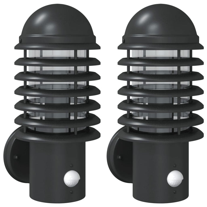 Applique per Esterno con Sensore 2 pz Nere in Acciaio Inox 4006255