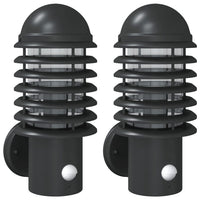 Applique per Esterno con Sensore 2 pz Nere in Acciaio Inox