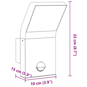 Applique con LED e Sensore 2 pz Bianche in Alluminio Pressofuso