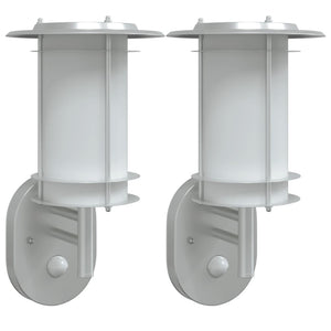 Applique per Esterno con Sensore 2 pz Argento in Acciaio Inox 4006287