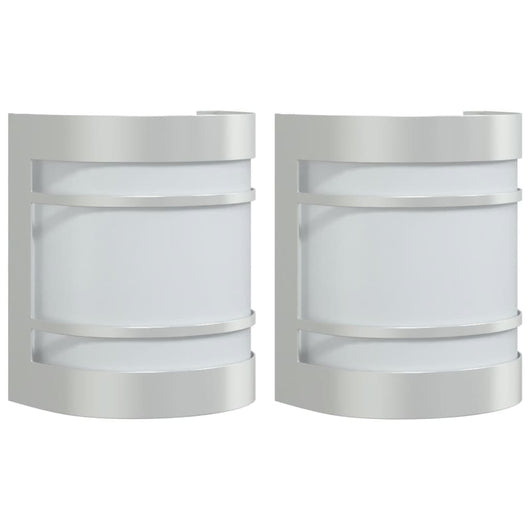 Applique da Esterno 2 pz Argento in Acciaio Inossidabile