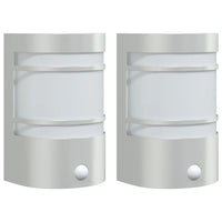 Applique per Esterno con Sensore 2 pz Argento in Acciaio Inox 4006297