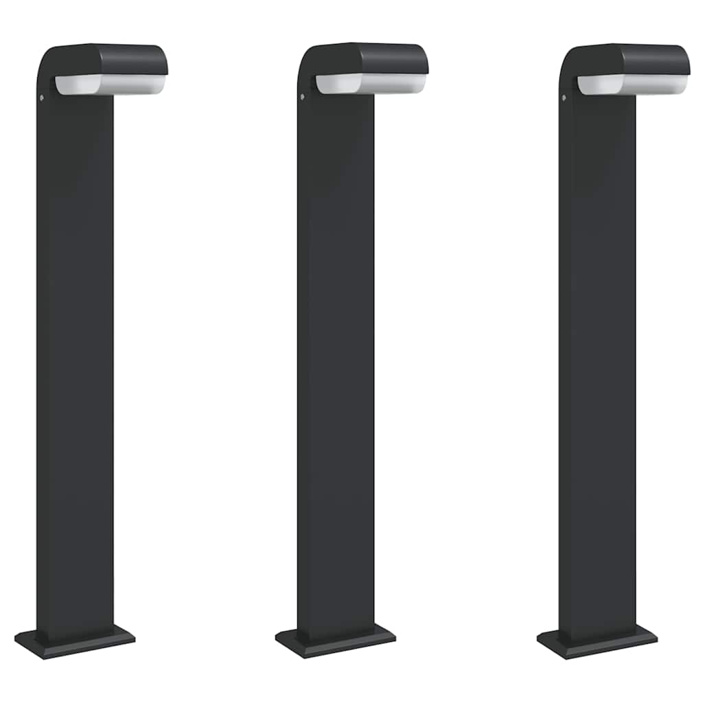 vidaXL Lampade da Terra per Esterni 3pz Nere 80cm Alluminio Pressofuso