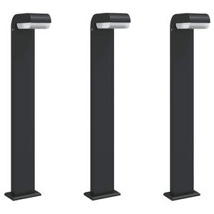 vidaXL Lampade da Terra per Esterni 3pz Nere 80cm Alluminio Pressofuso