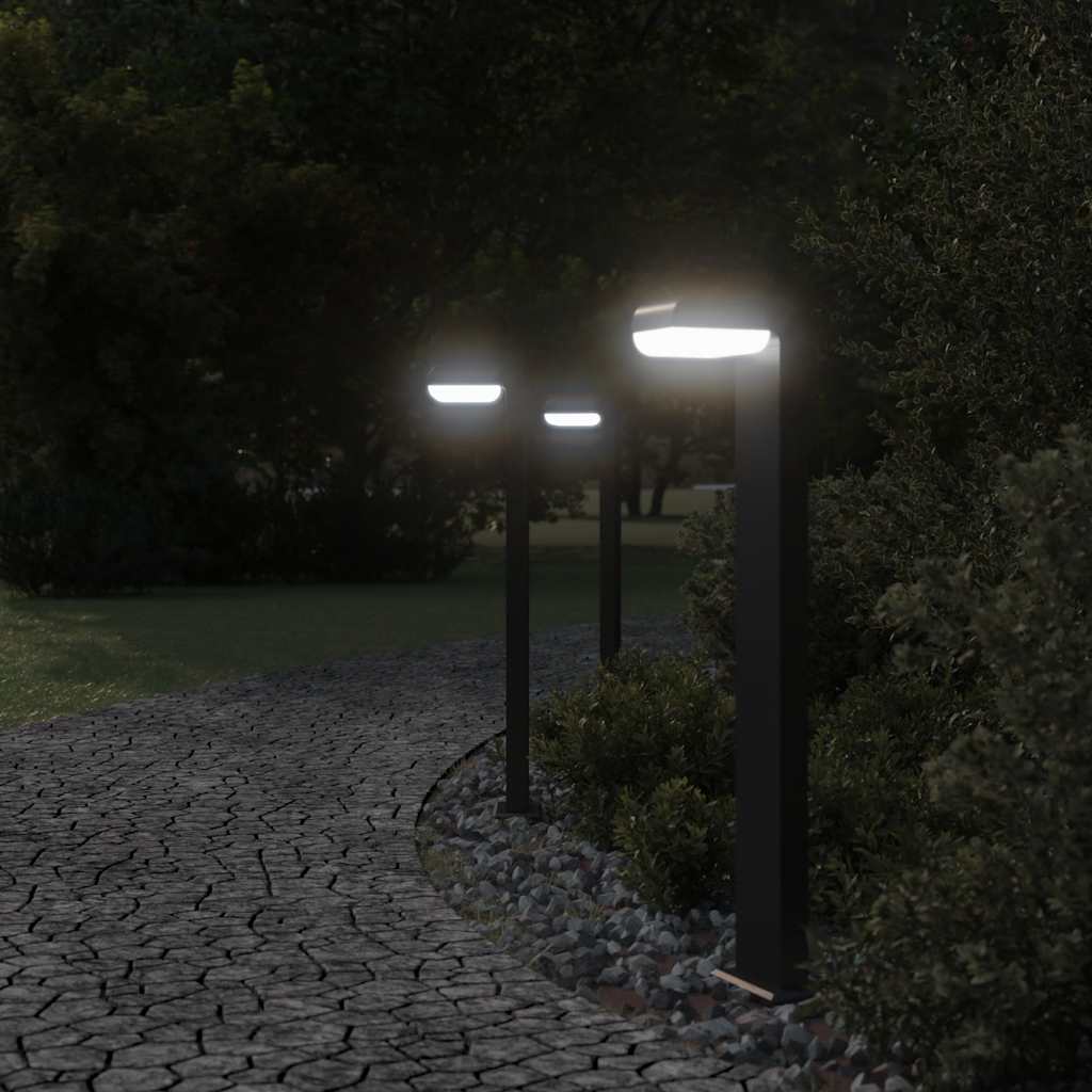 vidaXL Lampade da Terra per Esterni 3pz Nere 80cm Alluminio Pressofuso