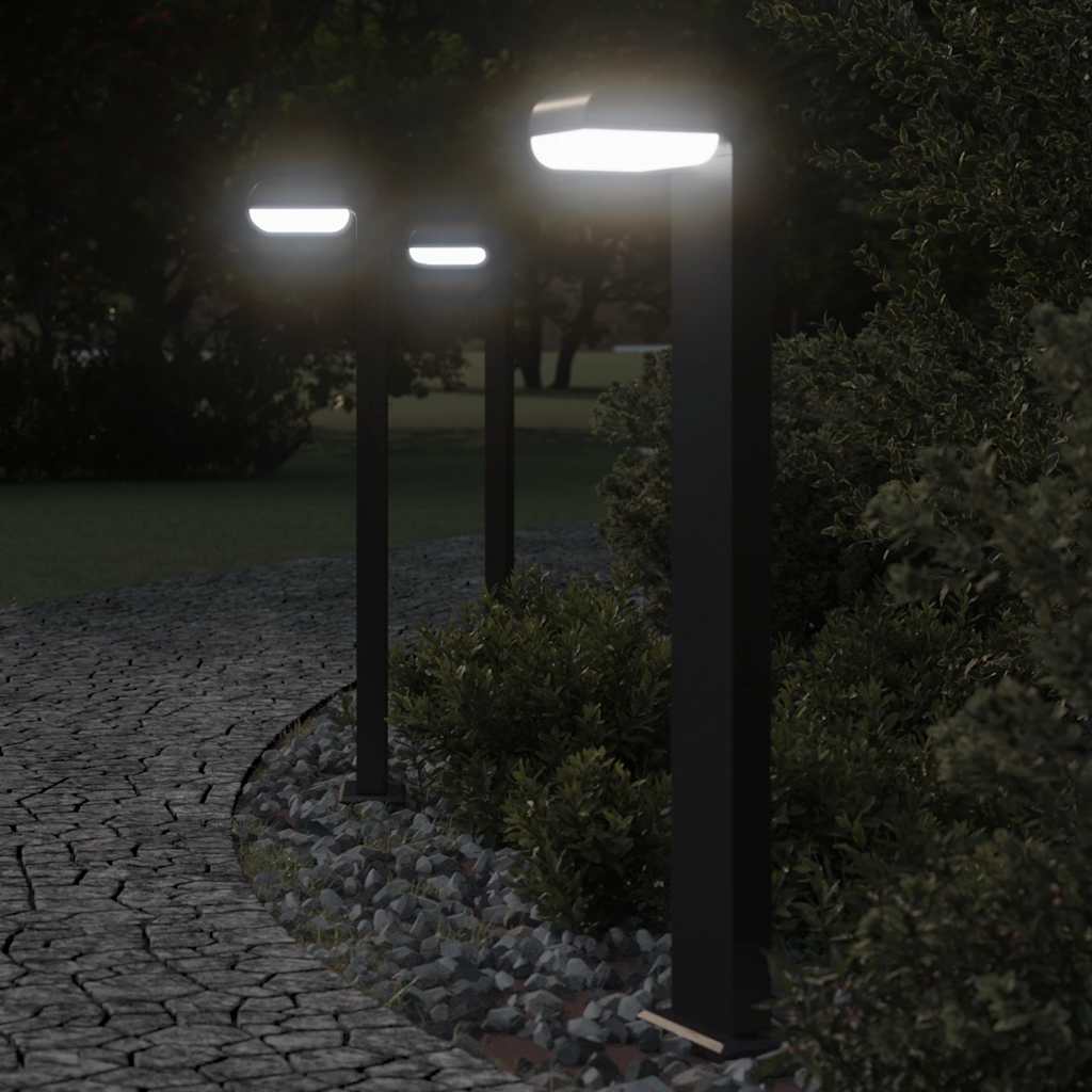vidaXL Lampade da Terra per Esterni 3pz Nere 80cm Alluminio Pressofuso