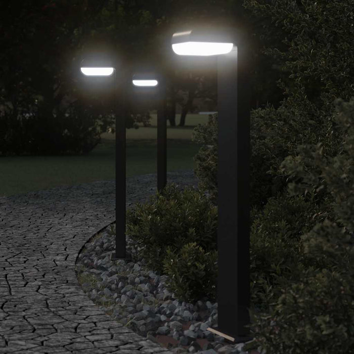 vidaXL Lampade da Terra per Esterni 3pz Nere 80cm Alluminio Pressofuso
