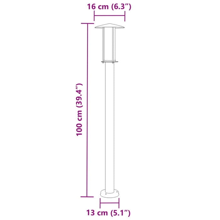 Lampada da Terra per Esterni Argento 100 cm in Acciaio Inox 4006351