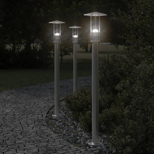 Lampada da Terra per Esterni Argento 100 cm in Acciaio Inox 4006351