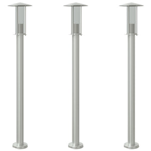 Lampade da terra per esterno 3 pz argento 100 cm acciaio inox Argento 02_0042555