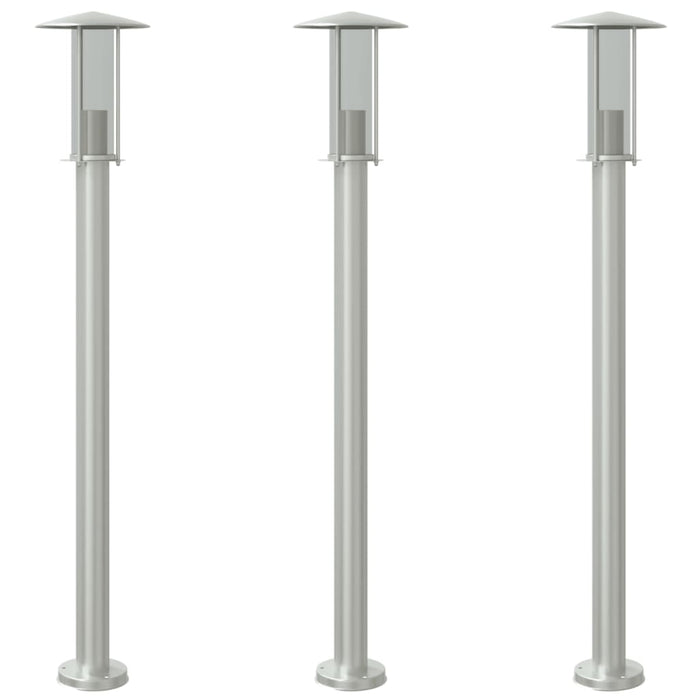 Lampade da terra per esterno 3 pz argento 100 cm acciaio inox Argento 02_0042555