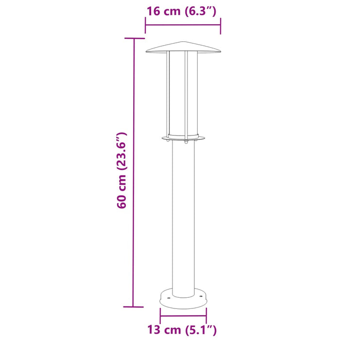 Lampada da Terra per Esterni Nera 60 cm in Acciaio Inox 4006353