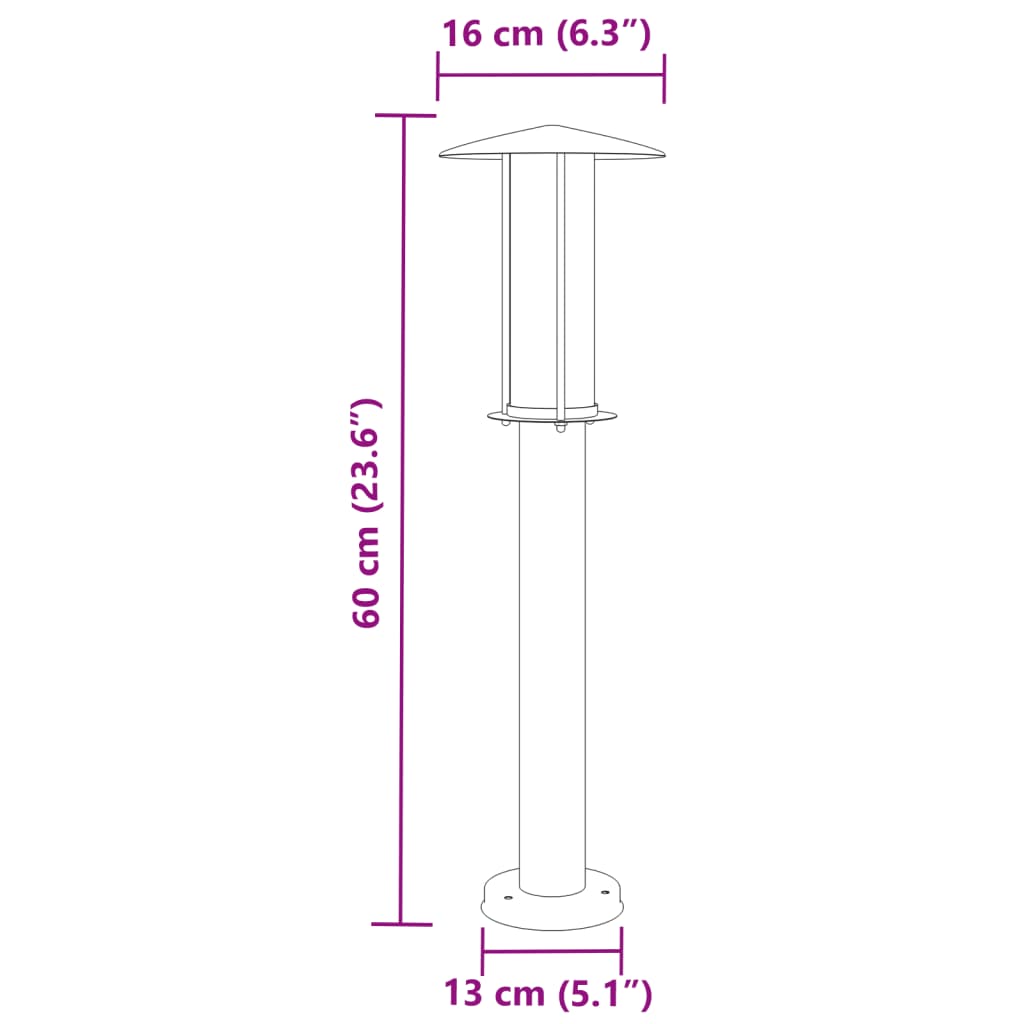 Lampade da terra per esterno 3 pz 60 cm acciaio inox nero 02_0042551