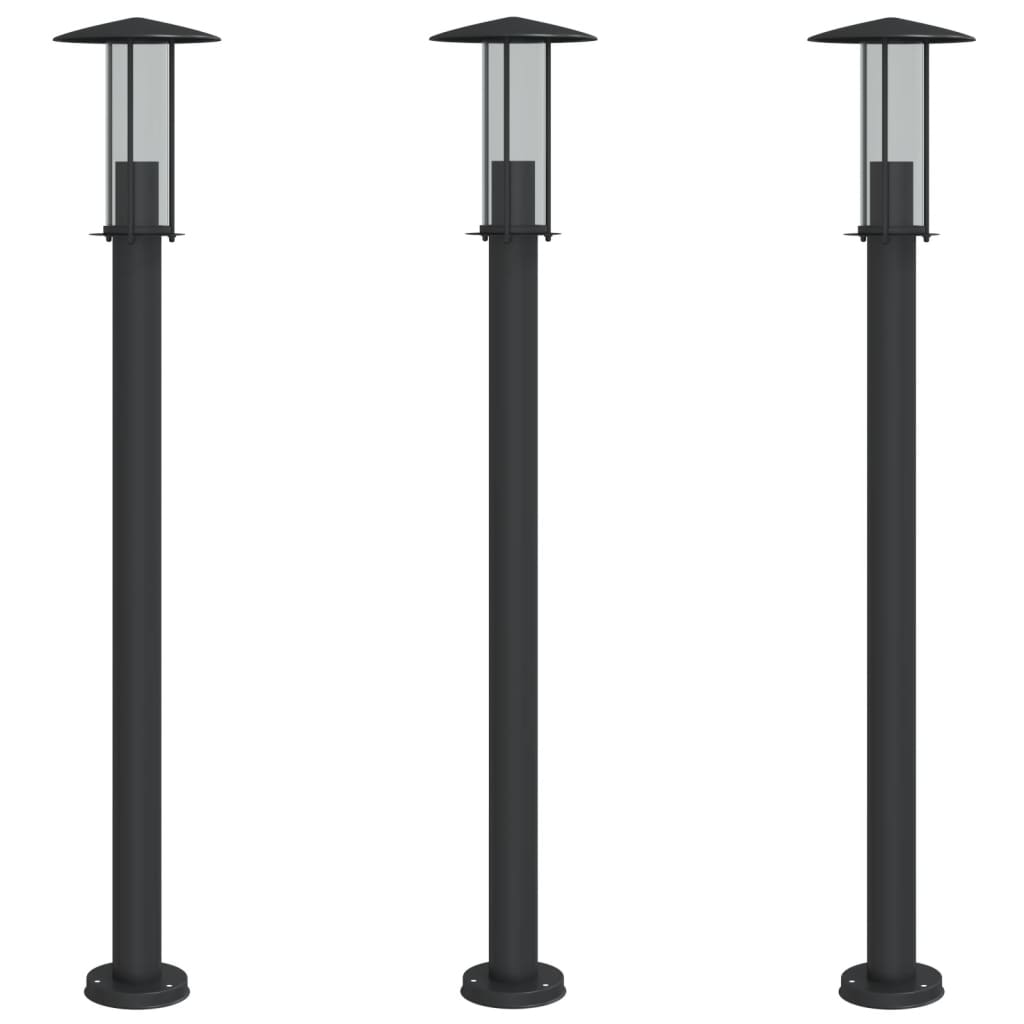 Lampade da terra per esterno 3 pz 100 cm acciaio inox nero 02_0042545