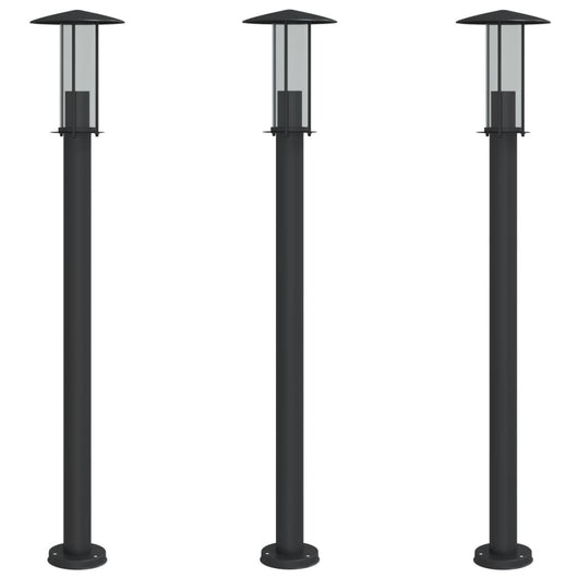 Lampade da terra per esterno 3 pz 100 cm acciaio inox nero 02_0042545