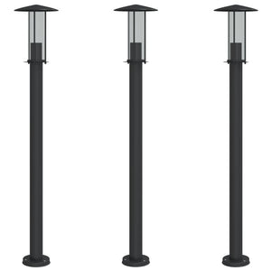 vidaXL Lampade da Terra per Esterni 3 pz Nere 100 cm in Acciaio Inox