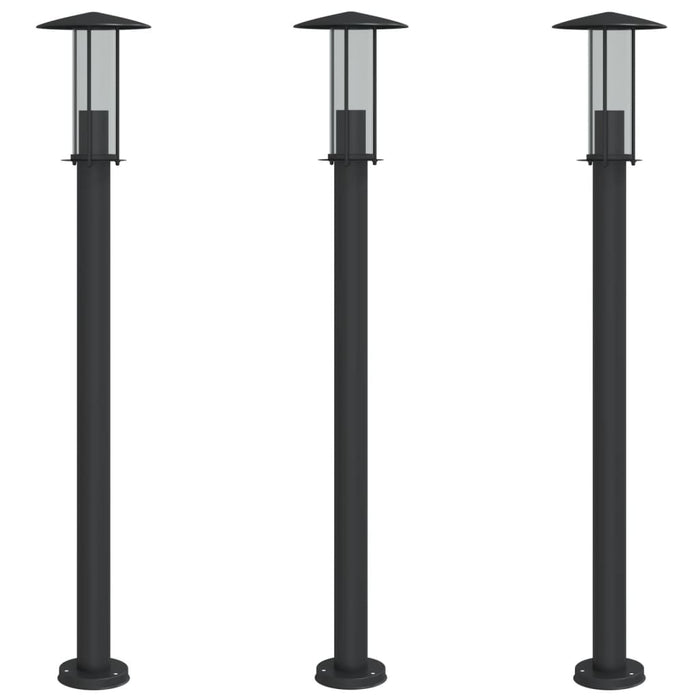 vidaXL Lampade da Terra per Esterni 3 pz Nere 100 cm in Acciaio Inox