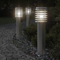 Lampade da Terra Esterni con Presa 3 pz Argento 60 cm Acciaio 4006374