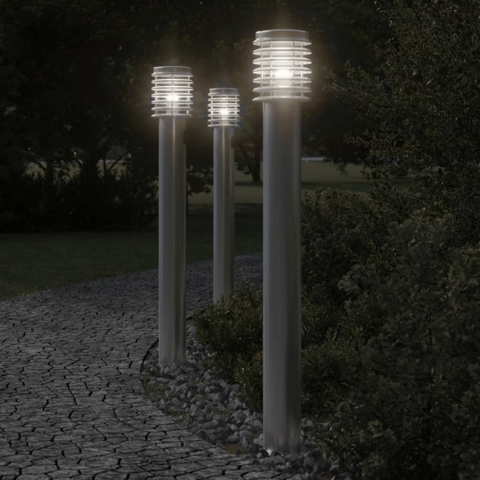 vidaXL Lampada da Terra per Esterni Presa Argento 110 cm in Acciaio