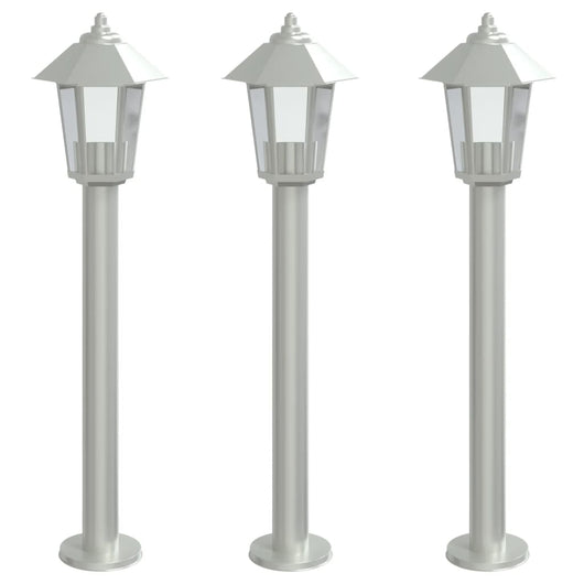 Lampade da Terra per Esterni 3 pz Argento 80 cm in Acciaio Inox 4006382
