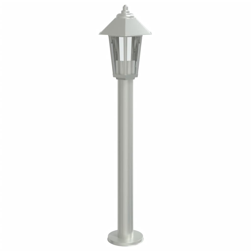 vidaXL Lampade da Terra per Esterni 3 pz Argento 80 cm in Acciaio Inox