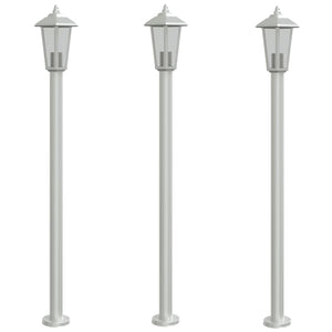 Lampade da Terra per Esterni 3 pz Argento 120cm in Acciaio Inox 4006384
