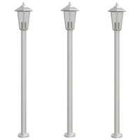 Lampade da Terra per Esterni 3 pz Argento 120cm in Acciaio Inox