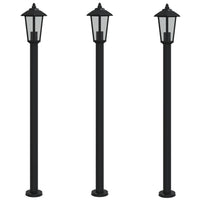 vidaXL Lampade da Terra per Esterni 3 pz Nere 120 cm in Acciaio Inox