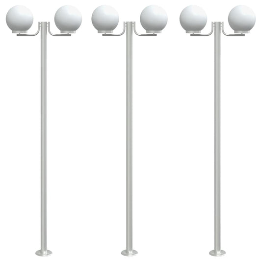 Lampade da Terra per Esterni 3pz Argento 215cm in Acciaio Inox 4006389