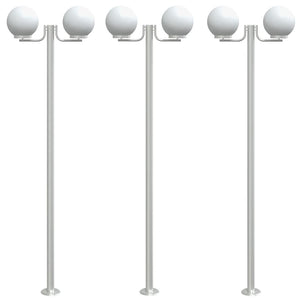 Lampade da Terra per Esterni 3pz Argento 215cm in Acciaio Inox 4006389