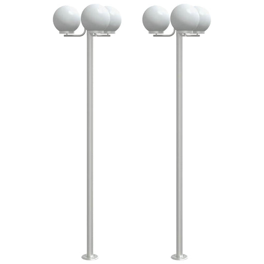 Lampade da Terra per Esterni 2pz Argento 215cm in Acciaio Inox 4006390