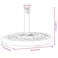 Base per Ombrellone per Pali Ø38/48 mm 9 kg Mezzo Tondo 4007970