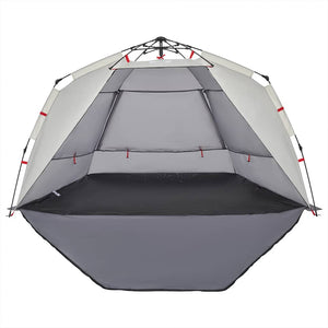 Tenda da Spiaggia 3 Persone Grigio Rilascio Rapido Impermeabile