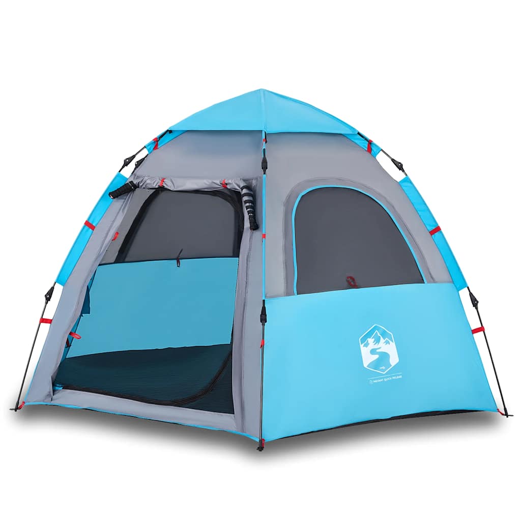 Tenda da Campeggio Cabina 4 Persone Blu a Rilascio Rapido