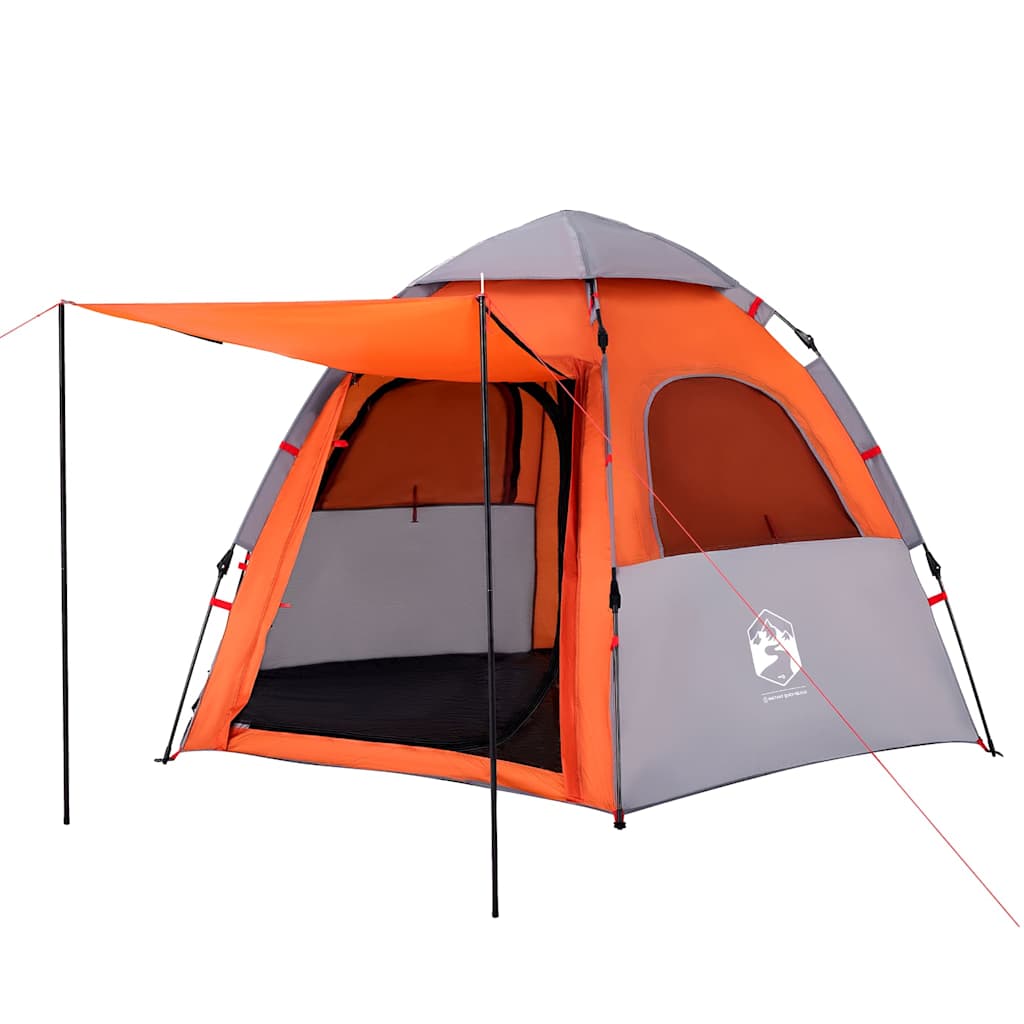 Tenda Campeggio Cabina 4 Pers. Grigio Arancione Rilascio Rapido 4005334