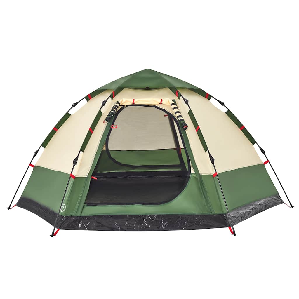 vidaXL Tenda da Campeggio Cabina 4 Persone Verde a Rilascio Rapido