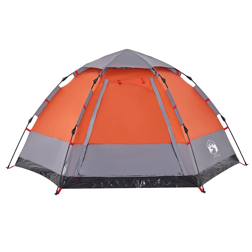 vidaXL Tenda Campeggio Cabina 4 Pers. Grigio Arancione Rilascio Rapido