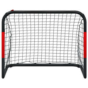 Porta da Calcio con Rete Rossa e Nera 90x48x71 cm in Acciaio