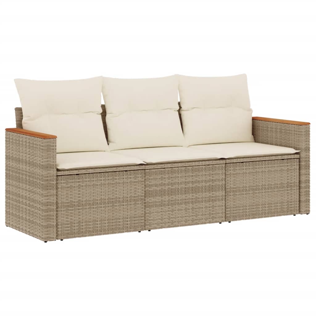 Set Divano da Giardino 3 pz con Cuscini Beige in Polyrattan 3258159