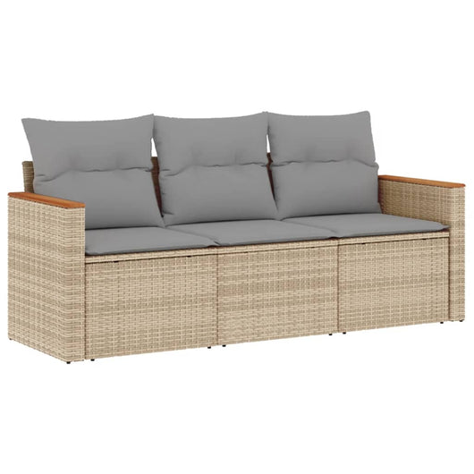 Set Divano da Giardino 3 pz con Cuscini-Sofa da Giardino-Divanetto da esterno Beige in Polyrattan 851750