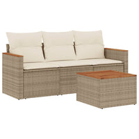 Set Divano da Giardino 4 pz con Cuscini-Sofa da Giardino-Divanetto da esterno Beige in Polyrattan 877267