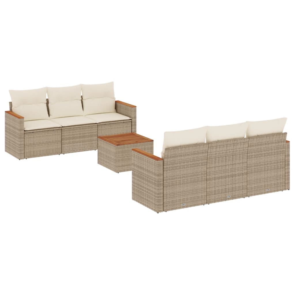 Set Divani da Giardino 7 pz con Cuscini Beige in Polyrattan 3258194