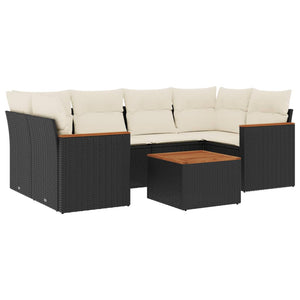 Set Divani da Giardino con Cuscini 7pz Nero Polyrattan 3258199