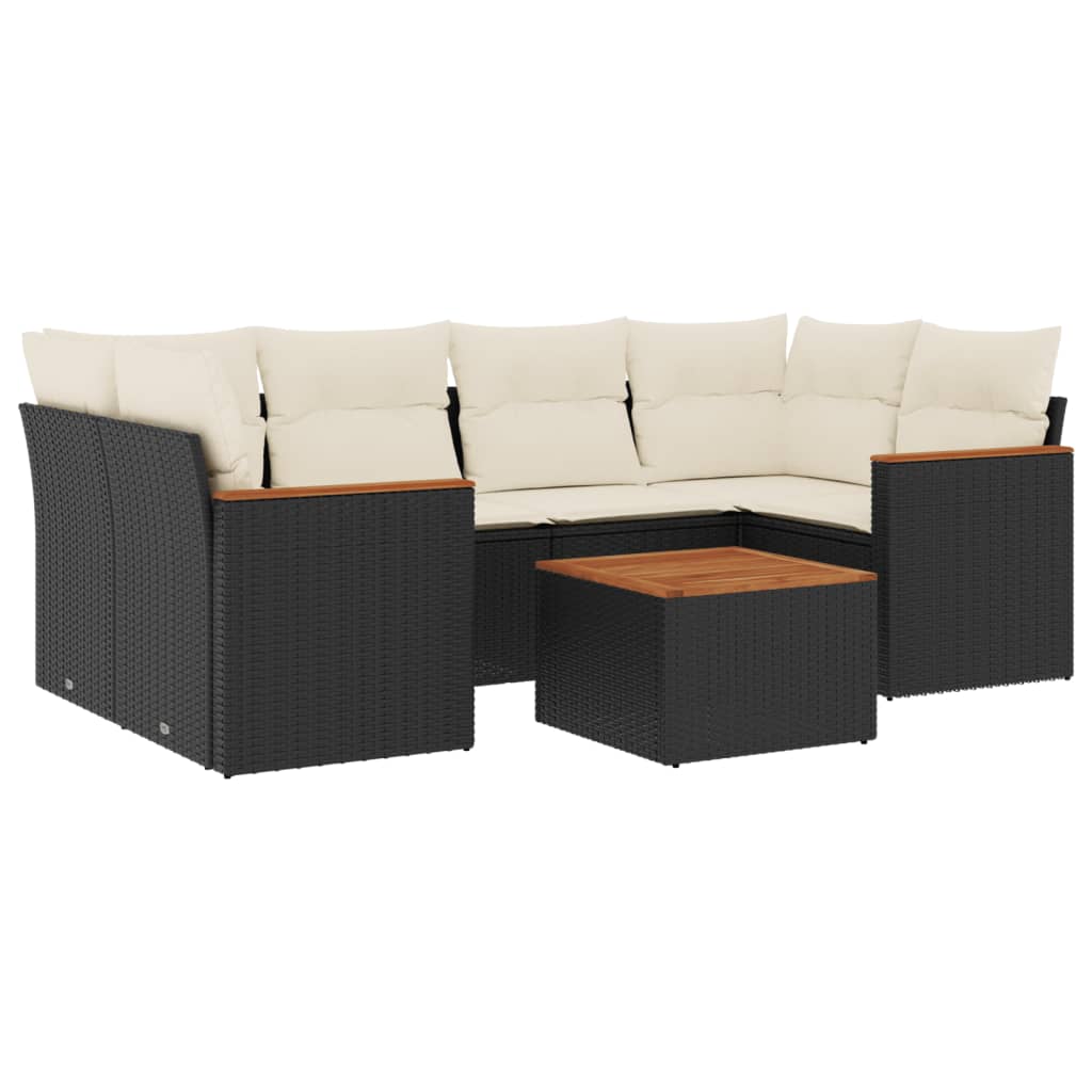 Set Divani da Giardino con Cuscini 7pz Nero Polyrattan 3258199