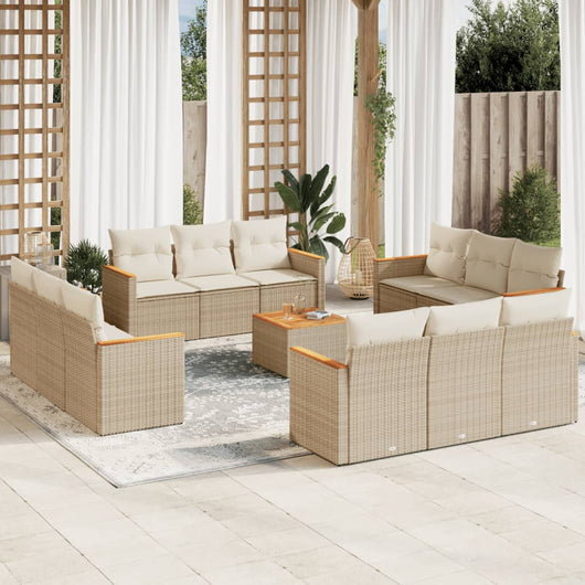 Set Divano da Giardino 13 pz con Cuscini Beige in Polyrattancod mxl 88919