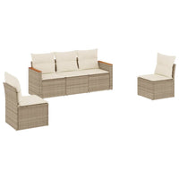 Set Divano da Giardino 5 pz con Cuscini Beige in Polyrattan 3258250