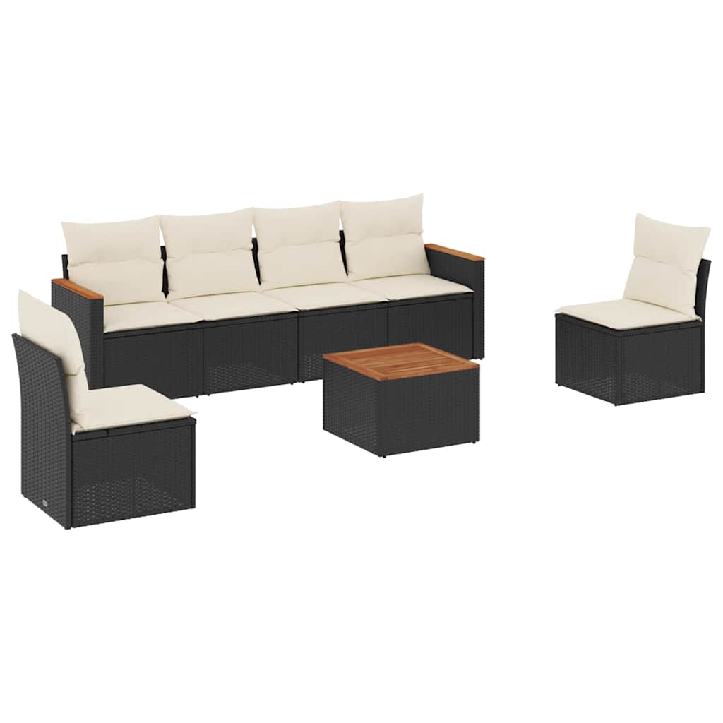 Set Divani da Giardino con Cuscini 7pz Nero Polyrattan 3258269