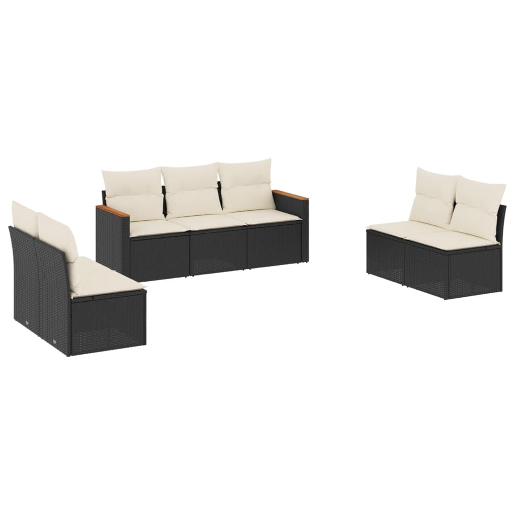 Set Divani da Giardino con Cuscini 7pz Nero Polyrattan 3258276