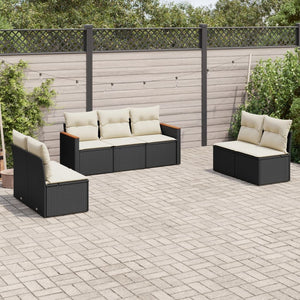 Set Divani da Giardino con Cuscini 7pz Nero Polyrattan 3258276
