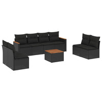 Set Divani da Giardino 9 pz con Cuscini Nero in Polyrattan 3258296